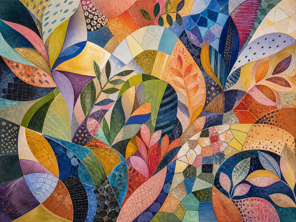 Prismatic Colour Garden, an illustrated abstract worlds jigsaw puzzle scene