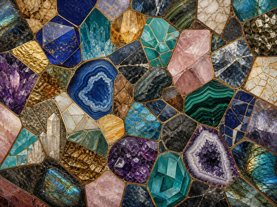 Prismatic Crystal Grid, an illustrated abstract worlds jigsaw puzzle scene