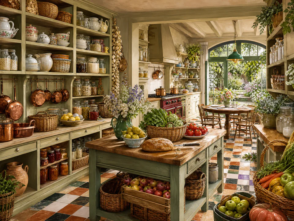 Bistro Farmhouse Pantry, an illustrated cafés & kitchens jigsaw puzzle scene