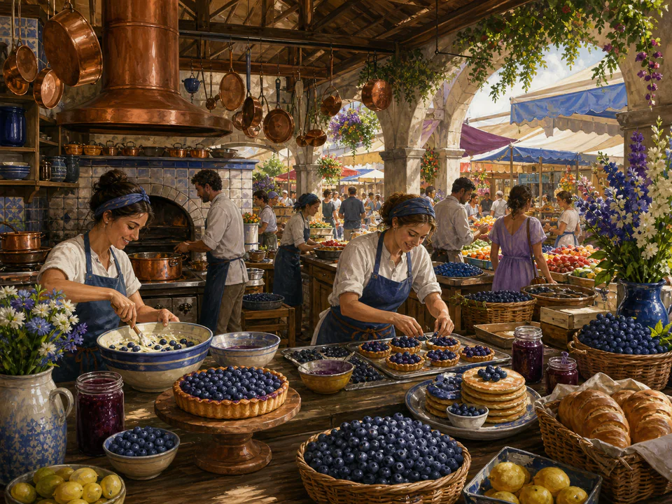 Garden Market Kitchen, an illustrated cafés & kitchens jigsaw puzzle scene