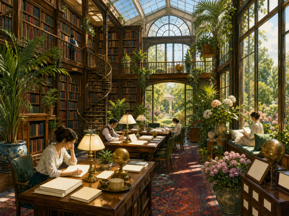 Scholars Reading Hall, an illustrated libraries & interiors jigsaw puzzle scene