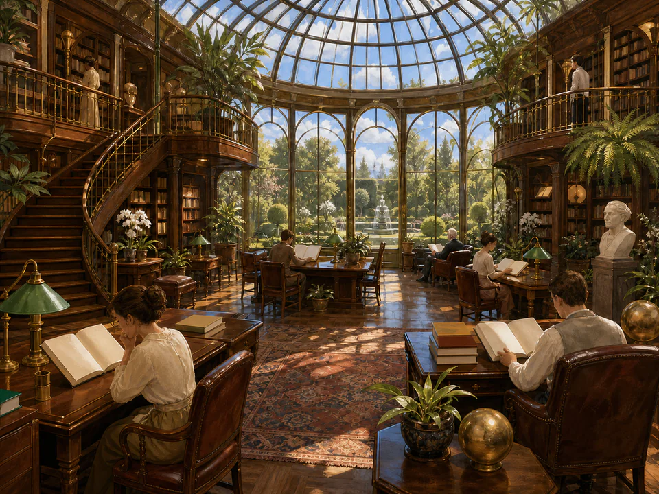 Secret Reading Hall, an illustrated libraries & interiors jigsaw puzzle scene