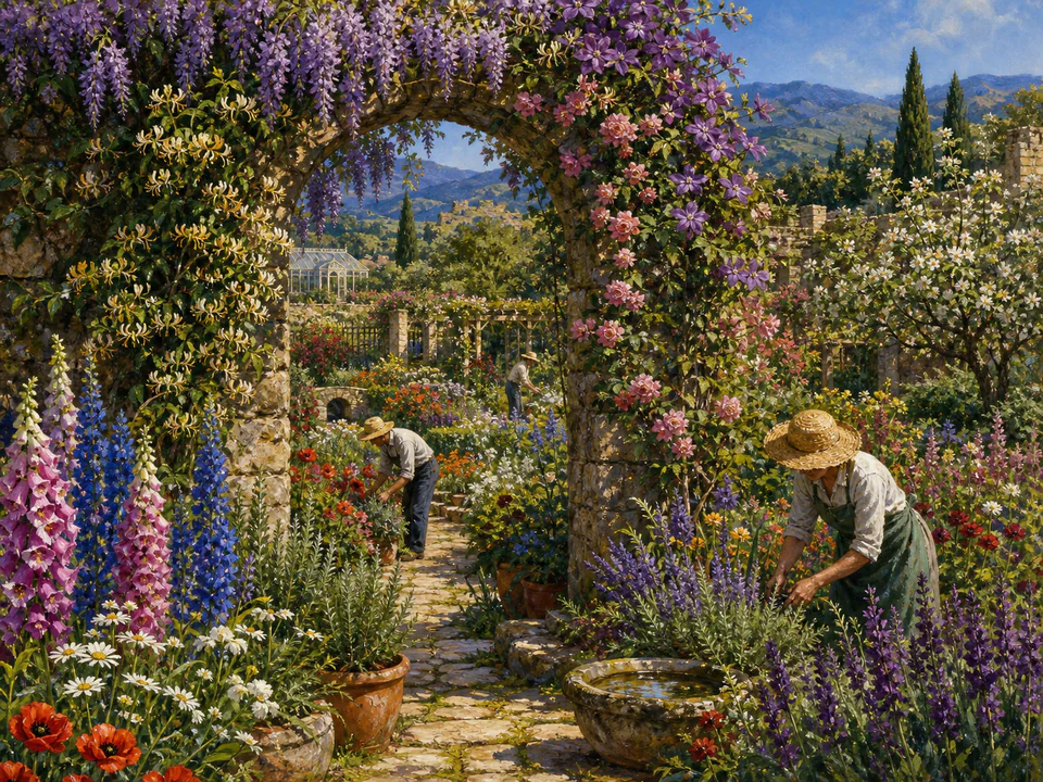 Wildflower Garden Arch, an illustrated secret gardens jigsaw puzzle scene